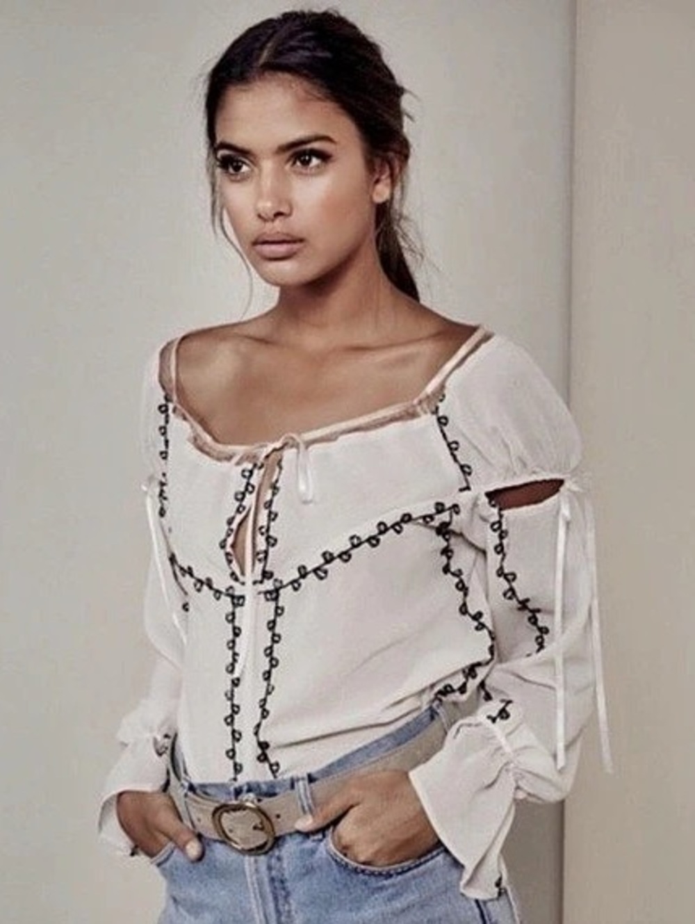 For Love & Lemons Nicola Blouse in Blush Size Large